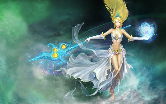 Janna from League of Legends casting a spell