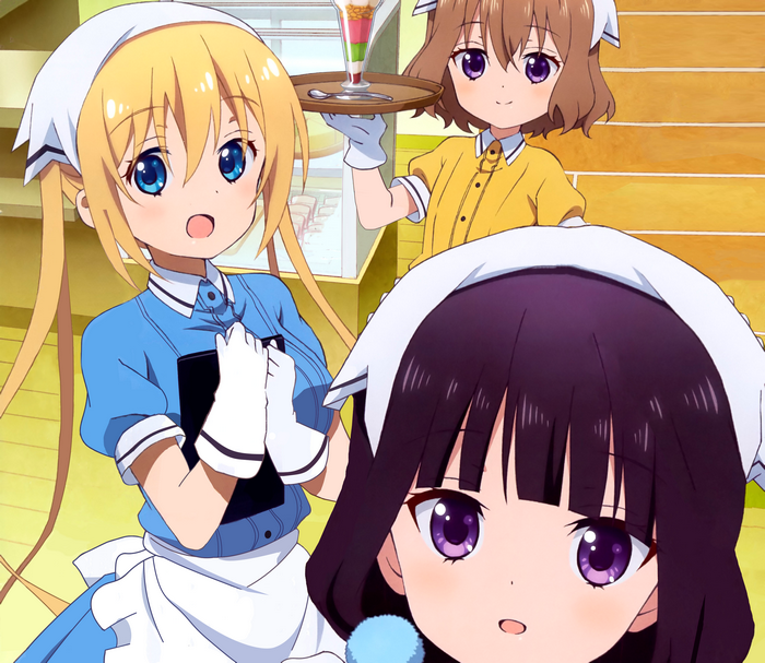 Maika Sakuranomiya and friends in a cafe