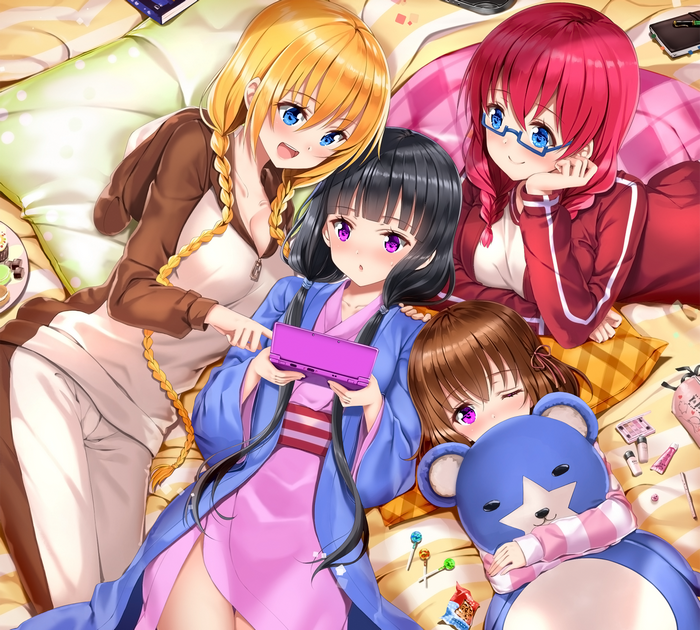 Maika Sakuranomiya and friends playing a video game