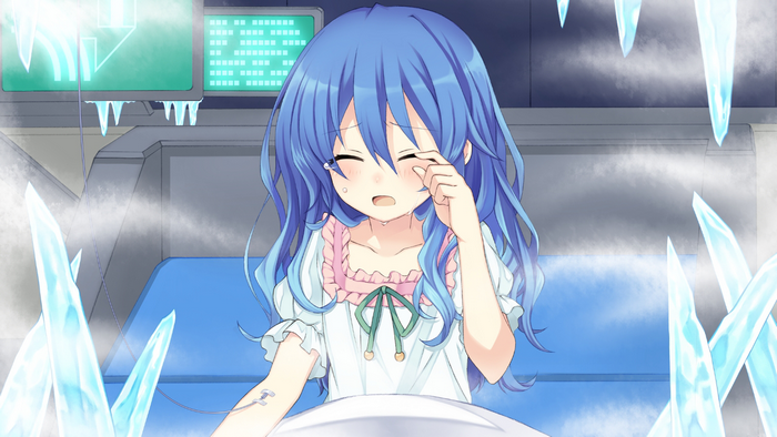 Yoshino from Date A Live crying in a medical room