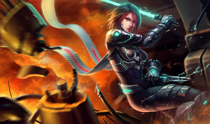 Fiora from League of Legends in battle