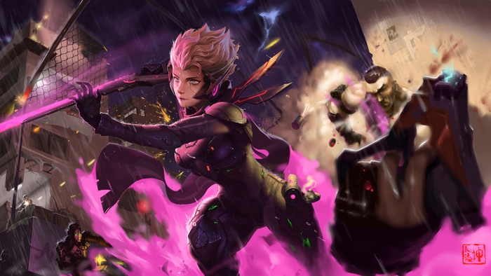 Fiora from League of Legends in combat