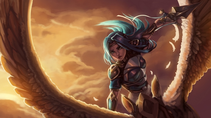 Fiora from League of Legends with wings