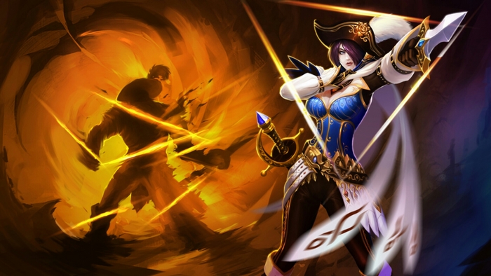 Fiora from League of Legends in battle