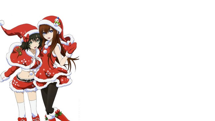 Kurisu Makise and Mayuri Shiina in Christmas Outfits