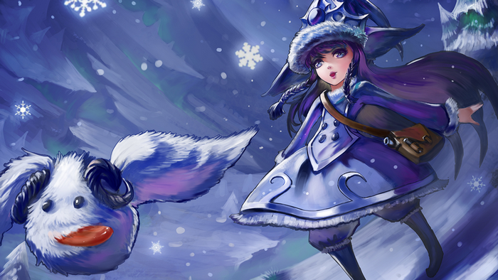 Lulu and Poro from League of Legends in winter