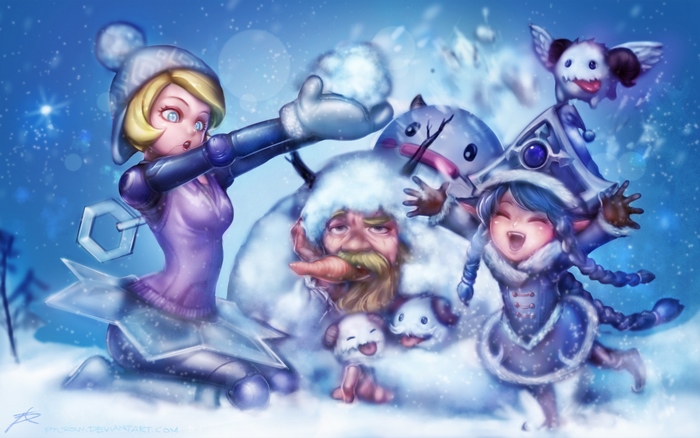 Lulu and friends playing in the snow