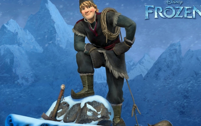 Kristoff from Frozen in a snowy mountain landscape