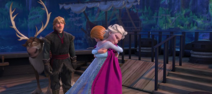 Kristoff and Sven with Anna and Elsa from Frozen