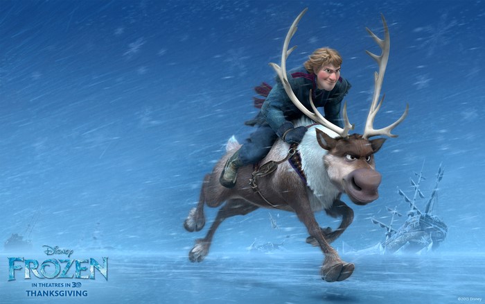 Kristoff riding Sven from Frozen