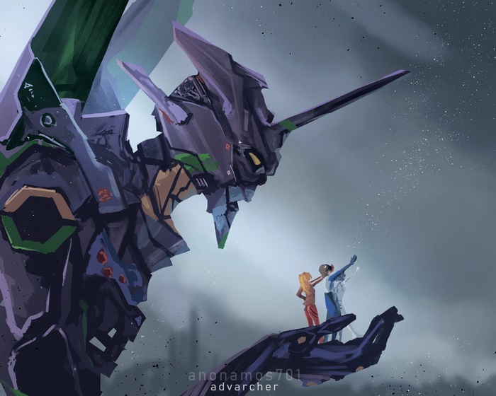 Evangelion Unit-01 with Shinji Ikari and others