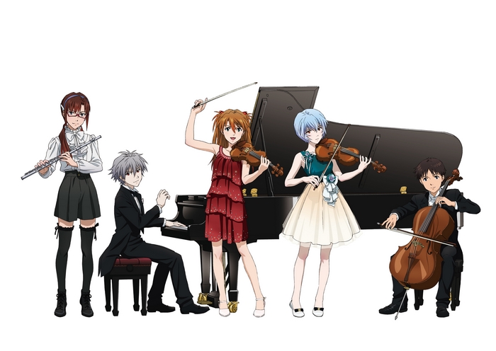 Evangelion characters playing music