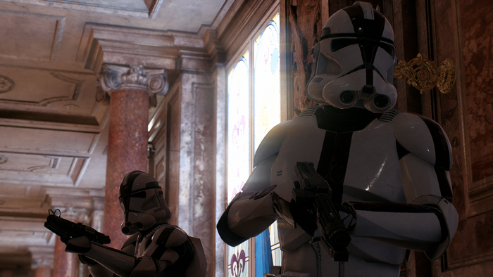 Clone Troopers in a Grand Hall