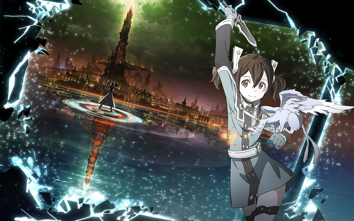 Yui from Sword Art Online with a creature