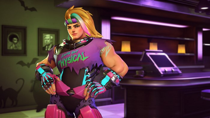 Zarya from Overwatch in a retro outfit