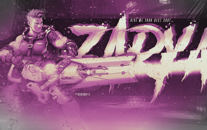 Zarya from Overwatch with a large weapon