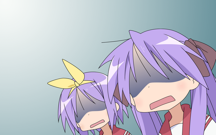 Two anime girls with purple hair and shocked expressions