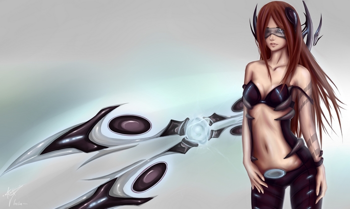 Irelia from League of Legends with a weapon