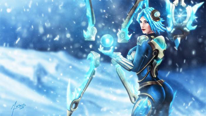 Irelia from League of Legends in snow