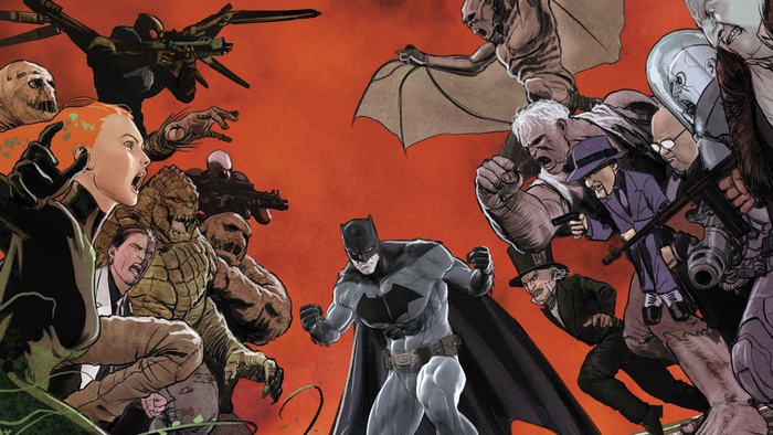 Batman and villains fighting