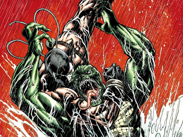 Killer Croc fighting Bane