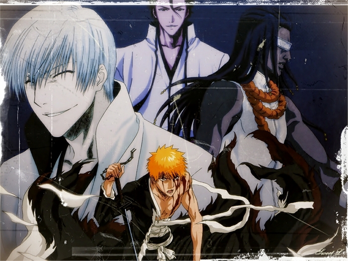 Bleach characters: Ichigo, Gin, Tosen
