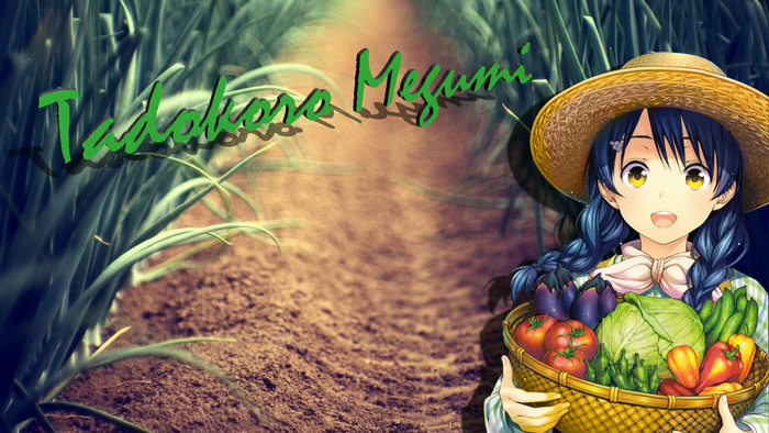 Megumi Tadokoro with a basket of vegetables