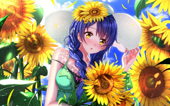 Megumi Tadokoro from Food Wars! with Sunflowers
