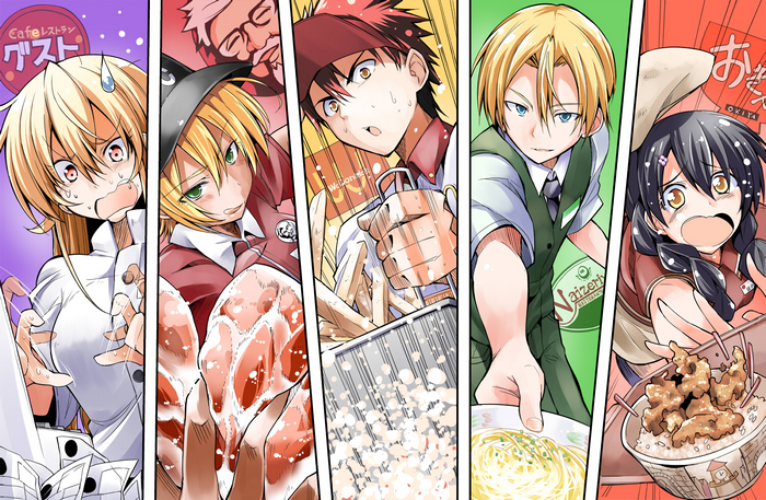 Food Wars! Shokugeki no Soma characters in restaurant settings