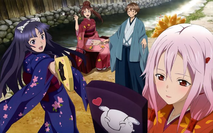 Shu Ouma and friends in kimonos