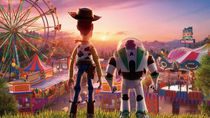 Woody and Buzz Lightyear at a carnival