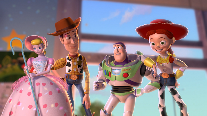 Woody, Bo Peep, Buzz Lightyear, and Jessie from Toy Story