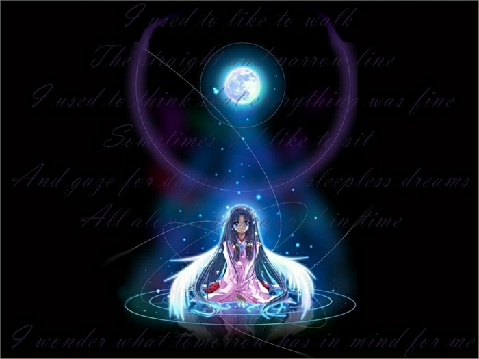 Kanna from Air sitting in a mystical circle
