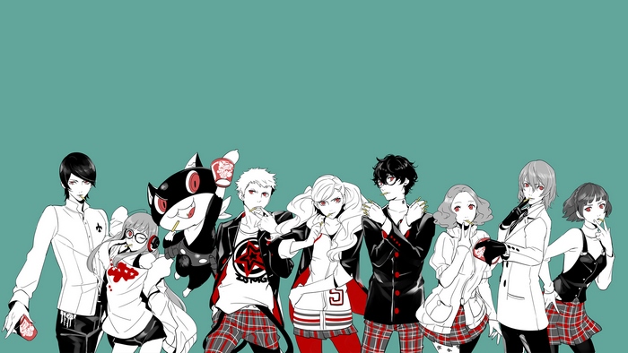 Persona 5 characters eating snacks