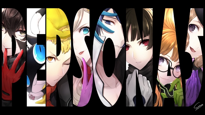 Persona 5 characters forming the word PERSONA