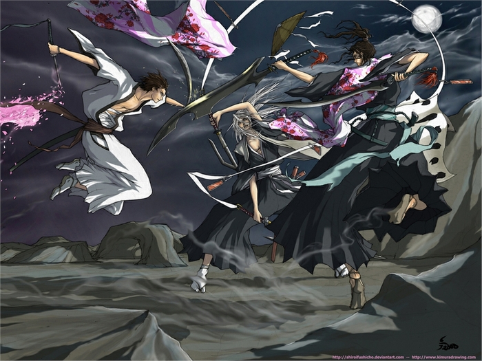 Jūshirō Ukitake and allies fighting