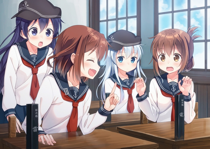 Ikazuchi from Kancolle in a classroom