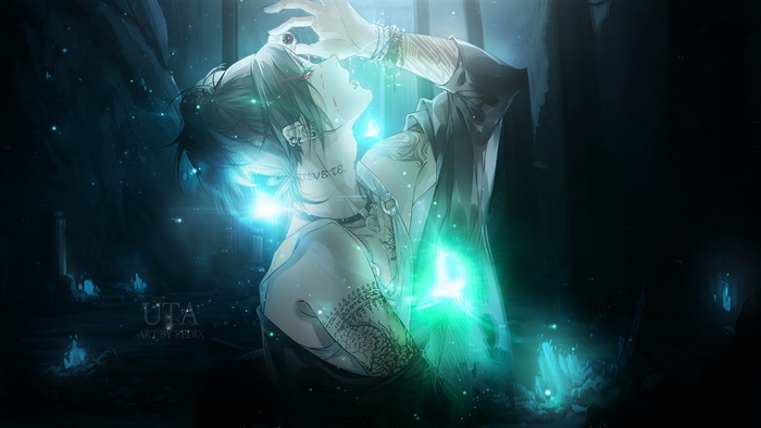 Uta from Tokyo Ghoul with glowing energy