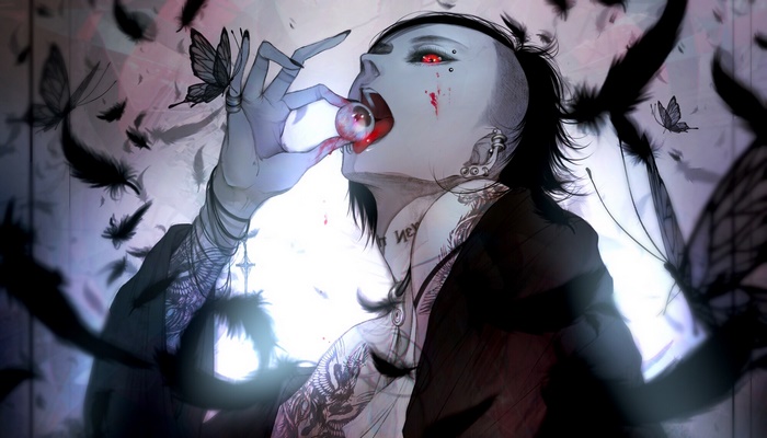 Uta from Tokyo Ghoul holding an eyeball