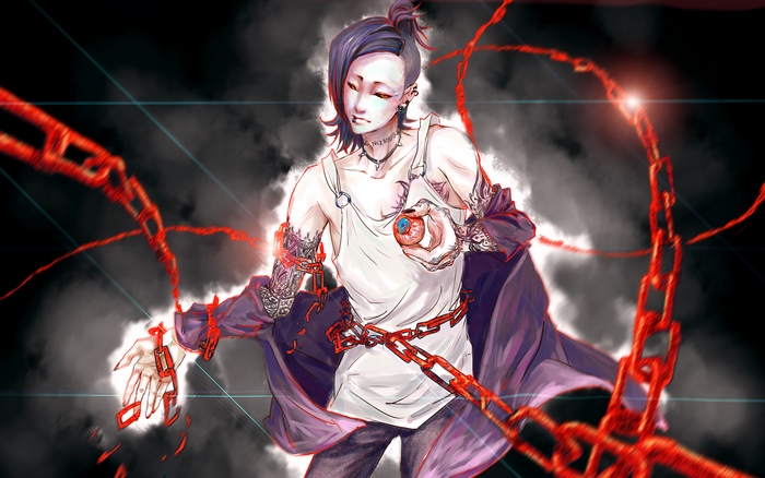 Uta from Tokyo Ghoul with red chains