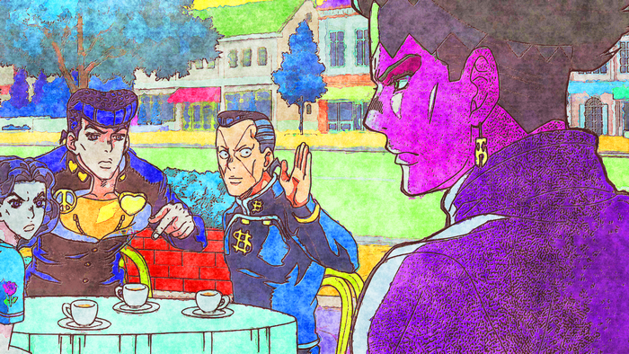 Okuyasu Nijimura and friends at a cafe
