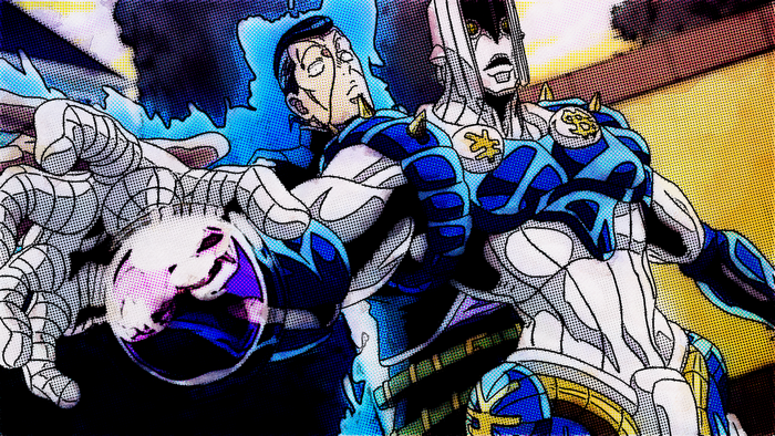 Okuyasu Nijimura and The Hand from JoJo's Bizarre Adventure