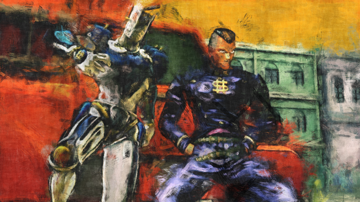 Okuyasu Nijimura and The Hand from JoJo's Bizarre Adventure