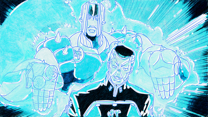 Okuyasu Nijimura and The Hand from JoJo's Bizarre Adventure