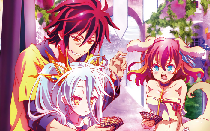 Sora, Shiro, and Stephanie Dola from No Game No Life