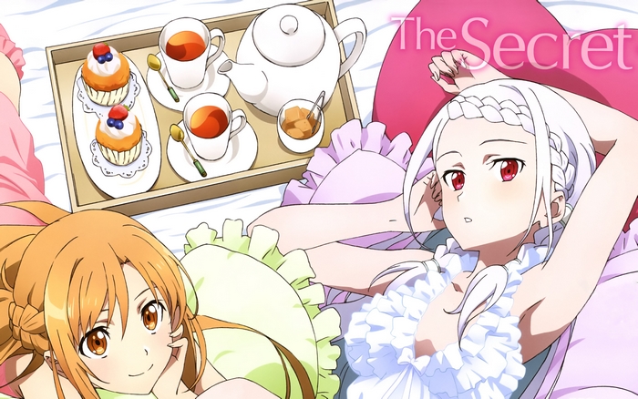 Yuna from Sword Art Online with tea and cakes