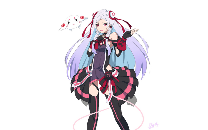Yuna from Sword Art Online with a creature