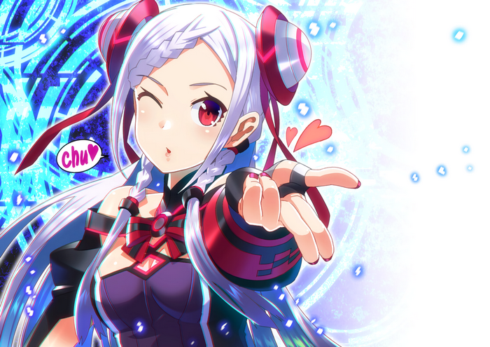 Yuna from Sword Art Online winking and blowing a kiss