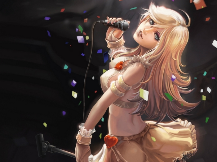 Anarchy Panty singer with microphone and confetti
