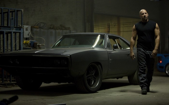 Dominic Toretto with a Dodge Charger